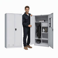 Lemari Pakaian Logam 2 Pintu yang Dapat Dikunci, Kabinet Baja dengan Gantungan Baju, Furnitur Baja OEM ODM