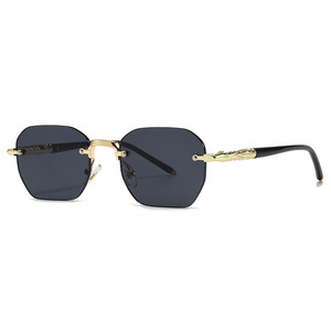 Custom Logo 2026 Retro Vintage Metal Legs Polygon Sun Glasses UV400 Shades Steampunk Rimless Square Sunglasses <b>Men</b> - Product Image 5