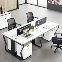 Bureaux de bureau modernes en MDF blanc avec armoires et tiroirs, postes de travail pour 4 personnes, modulaires, réglables, table de bureau exécutive pour la maison