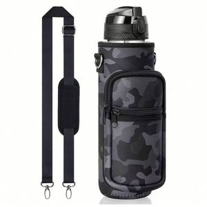 Housse de protection pour bouteille d'eau de sport personnalisée, gobelet métallique isolé, bouteille de boisson couverte, support pour téléphone - Product Image 3