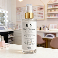 Nouveauté BIN : Nettoyant pour ongles parfumé à la vanille 250 ml avec étiquette personnalisable, saveur rose, avec flacon pulvérisateur
