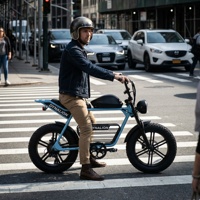 Bicicleta eléctrica de último diseño, modelo nuevo de 48V con neumáticos anchos de 20 pulgadas, Scrambler E-bike para desplazamientos urbanos a la moda.