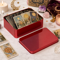Boîte en métal personnalisée rectangulaire pour cartes, avec couvercle sécurisé, pour emballage de jeux de tarot, cadeaux mystiques et faveurs d'événements