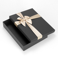 Boîte en carton personnalisée de luxe noir avec couvercle du ciel et de la terre, avec nœud cadeau, boîte rigide, impression de LOGO, boîte d'emballage créative