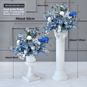 Bruiloftdecoratie hotelpodium welkomstgedeelte Romeinse zuilen bloemenballen zijden bloemen etalagedisplays Europese stijl - Product Image 3