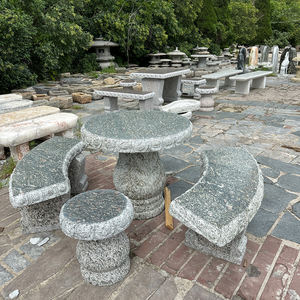 طاولة وكراسي حديقة خارجية من الجرانيت والبازلت - Product Image 4