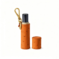 Boîte cadeau en cuir de luxe pour flacon de parfum testeur rigide personnalisé de 10 ml avec porte-clés, étui de voyage pour échantillon de parfum en cuir d'autruche
