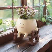 Fauteuil à bascule créatif en forme de petit pot de fleurs, mignon pour plantes succulentes, idéal pour balcon, intérieur, cour, haut de gamme et durable