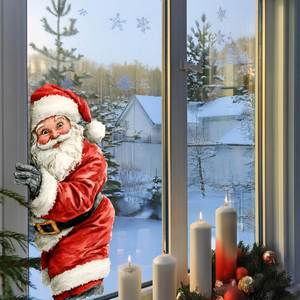 Ensemble d'autocollants de Noël assortis Père Noël pour fenêtre – Décorations festives pour la maison, les vitrines et les fournitures de fête de Noël - Product Image 3