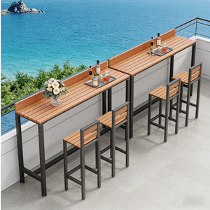 Mesa de <span class=keywords><strong>Bar</strong></span> para Exteriores, Estrecha y Larga, con Separador, Metálica, Industrial, Comercial, para Terraza, Fácil de Montar - Product Image 5