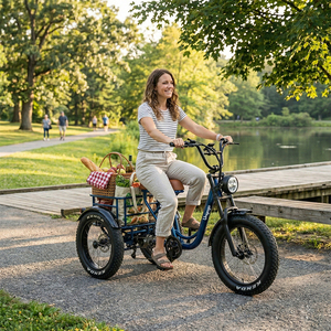 Tricycle électrique K4 à 3 roues, vélo électrique utilitaire pour le <span class=keywords><strong>transport</strong></span> familial, le <span class=keywords><strong>transport</strong></span> de marchandises et l'utilisation domestique - Product Image 1
