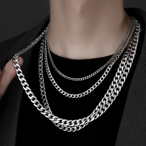 Collar Cubano para Hombre Libreduty CG0005 de Acero Inoxidable, Cadena de Eslabones con Baño de Titanio, Estilo Europeo/Americano, Gargantilla de Moda - Product Image 1