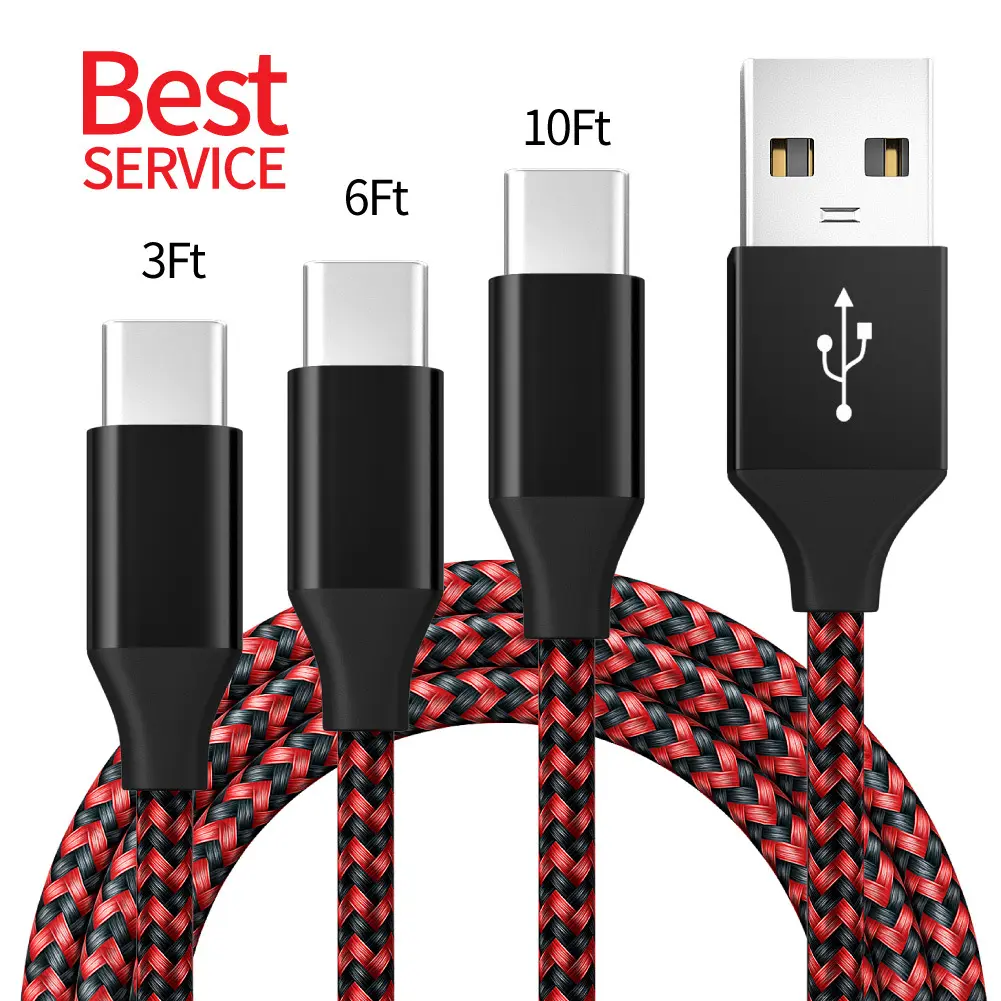 Nylon Braided USB Cable For IPhone Samsung Mobile Phone Fast Charging USB To Type-C 3A Charging Cable For Lightning Micro