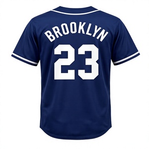 Maillot de baseball bleu personnalisé pour homme |   Chemise à manches courtes respirante 100 % polyester imprimée par transfert thermique, anti-UV, boutonnée, style hip-hop pour équipe - Product Image 2