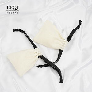 DEQI Packaging Jewellery 8*10 cm Beige Medium Cotton Canvas Drawstring <b>Pouch</b> Gift Jewelry Packaging Bags - Product Image 6