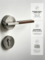 Poignée de porte moderne en bois de noyer gris argenté avec rosette en alliage de zinc, cylindre européen, serrure à clé pour porte intérieure, ensemble de passage