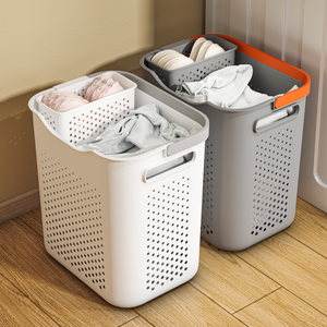 Salle de bain plastique bébé tissu <span class=keywords><strong>compartiments</strong></span> séparés <span class=keywords><strong>panier</strong></span> de rangement <span class=keywords><strong>panier</strong></span> à <span class=keywords><strong>linge</strong></span> sale avec poignée pour vêtements - Product Image 1