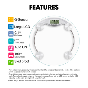 Ménage salle de bain numérique 180kg verre trempé plate-forme mince design compact pieds antidérapants précis LCD corps balance - Product Image 6