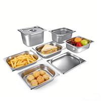 Peralatan Dapur Komersial Eropa 1/1 20 40 65 100 150 200mm Panci GN Stainless Steel untuk Makanan