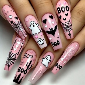<span class=keywords><strong>Faux</strong></span> <span class=keywords><strong>ongles</strong></span> à presser pour Halloween, design citrouille et toile d'araignée, personnalisables, pour femmes, pour fête d'Halloween - Product Image 4