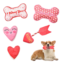 Jouet à mâcher rose pour chien, cœur en forme d'os, jouets en peluche pour chiot pour la Saint-Valentin
