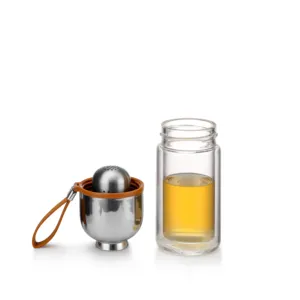 Samadoyo Fashionable Custom Eco-Friendly Portable Tea Water Separating Double Walled Glass Cup With Magnetic Filter