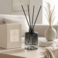 Bouteille diffuseur d'arômes d'huiles essentielles de luxe personnalisée, vide, en verre, avec bâtonnets diffuseurs