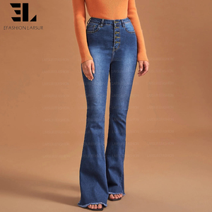 Pabrik Produsen Penjual Grosir Celana <span class=keywords><strong>Jeans</strong></span> Denim LARSUR Xintang Guangzhou Cina, Celana <span class=keywords><strong>Jeans</strong></span> Wanita Model Klasik, Flare, dan Skinny - Product Image 6