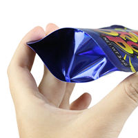 Sacs refermables en Mylar de 3,5 g avec fermeture éclair holographique laser imprimée sur mesure, petits sacs anti-odeur pour le stockage de bonbons