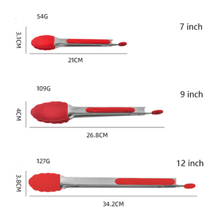 Gadget de cuisine, pinces de service de 7, 9, 12 pouces, pinces de cuisine pour aliments, pinces de cuisine en acier inoxydable avec embouts en <span class=keywords><strong>silicone</strong></span> - Product Image 3