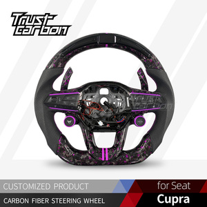 Volante Personalizado de Fibra de Carbono Forjado en Color Morado con LED de RPM para <span class=keywords><strong>Seat</strong></span> Cupra Formentor VZ <span class=keywords><strong>Leon</strong></span> <span class=keywords><strong>ST</strong></span> Born Ibiza <span class=keywords><strong>FR</strong></span> Tavascan - Product Image 2