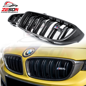 Grille de <span class=keywords><strong>calandre</strong></span> avant en fibre de carbone véritable pour BMW Série 4 F32 F33 F36 F80 M3 F82 M4 2013-2018, double lamelles, remplacement de la <span class=keywords><strong>calandre</strong></span> de pare-chocs - Product Image 1