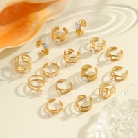 Bague tendance multi-bandes plaquée or 18 carats avec zircon géométrique pour femme, ensemble empilable pour usage quotidien