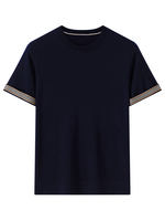 Camiseta de Manga Corta para Hombre, Cuello Redondo, Tejido Fino 100% Cachemira, para Verano