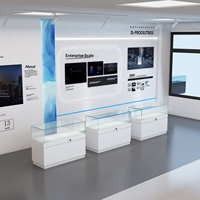 Vitrine de présentation pour bijoux et téléphones portables en verre, éclairage LED, design verrouillable, finition vernie durable, couleur personnalisable