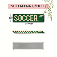Letrero Metálico Largo Plano de Fútbol con Impresión 2D, Decoración de Pared con Tipografía Deportiva Retro para Patio Trasero, Campo, Gimnasio, Sala de Deportes