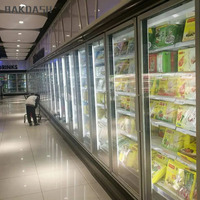 Refroidissement par ventilateur de supermarché stockage à basse température glace stockage vertical porte en verre vitrine congélateur affichage refroidisseur