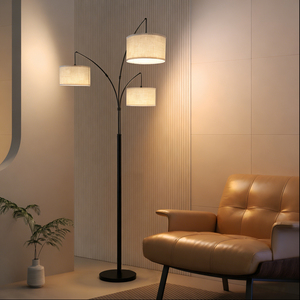 Lámpara de Pie de Arco de Estilo Mid-Century con 3 Bombillas LED, Poste de Metal Ajustable, Pantalla de Metal, Alto CRI 90, Regulable, para Dormitorio, Sala de Estar, Oficina - Product Image 4