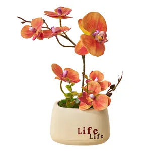 real touch Phalaenopsis Decoration Small pot Phalaenopsis Artificial orchid flower Artificial phalaenopsis bonsai