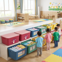 Bac de rangement empilable en plastique PP pour jouets d'enfants, motifs dessins animés (Fraise, Ours, Mickey), capacités multiples, pour chambre d'enfant