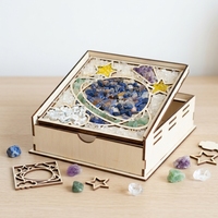 Kit de bricolage pour boîte de rangement en bois avec mosaïque de cristaux, créez votre propre jouet artistique en pierres précieuses pour enfants