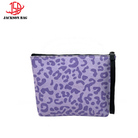 Desainer wanita musim panas pantai lucu ungu kanvas tas Clutch merek terkenal motif macan tutul dompet kantong ritsleting surat penutup