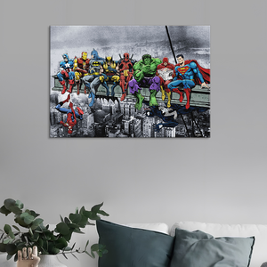 Póster <span class=keywords><strong>de</strong></span> Superhéroes Comiendo en un Rascacielos, Pintura Decorativa en Lienzo, Arte <span class=keywords><strong>de</strong></span> Pared para Sala <span class=keywords><strong>de</strong></span> Estar, Pósteres para Dormitorio - Product Image 2