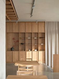 Minimalist Plywood <strong>Open</strong> Grid <strong>Shelf</strong> Cabinet Custom Built-in Wall Storage <strong>Unit</strong> for Modern Interior Design - Product Image 1
