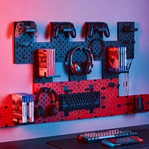 Kits de almacenamiento de Metal para Gaming, estante de montaje en pared, panel de Control de pared de acero rojo y negro