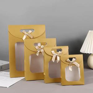 Handmade Luxury Flip Handbag with Transparent Window Art Paper Gravure Printing Customizable <b>Bow</b>-Birthday <b>Gift</b> Craft Bag - Product Image 4