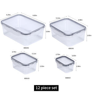 High Quality 16 Pack Kitchen Microwave Refrigerator Plastic Food <b>Storage</b> <b>Container</b> Plastic Square Food <b>Storage</b> Boxes - Product Image 4