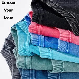 เสื้อยืดผู้ชายสไตล์วินเทจทรงโอเวอร์ไซส์ ล้างสีแบบแอซิดวอช สตรีทแวร์ ฮิปฮอป ผ้าฝ้าย 100% พร้อมโลโก้แบบกำหนดเอง ขายส่ง - Product Image 1