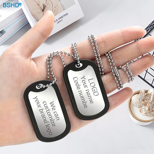 Fabricante de artesanías de metal, etiquetas de perro dobles personalizadas, silenciador, gomas redondas de silicona, etiquetas de identificación, juego de silenciador completo con cadenas de bolas - Product Image 1