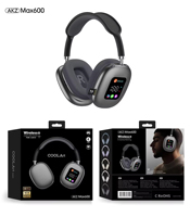 Headphone Lipat Nirkabel Berkualitas Tinggi Akz Max600 Dengan Layar Sentuh BT Stereo Bass Overhead Gaming TWS HIFI Musik